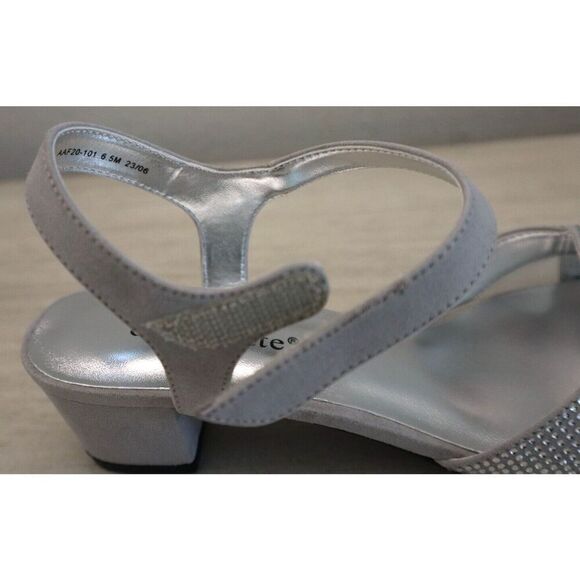 David Tate AAF20-101 Women's Sz 6.5M Silver Nova Suede Rain Heeled Sandals - Picture 7 of 11